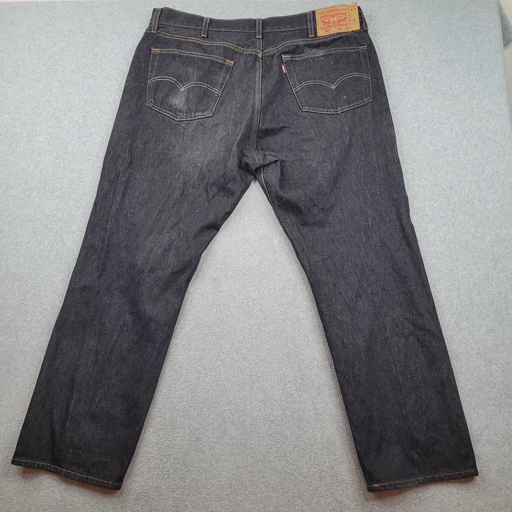 Levi's 501 Original Fit Jeans Mens 42x32 Dark Wash Blue Button Fly Straight Leg - Picture 7 of 9